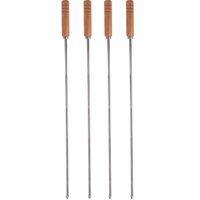 4 Espetos Kort Simples para Churrasco de Aço Inox e Madeira