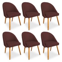 Kit 06 Cadeiras Jantar Bela Suede Marsala Pés Palito Castanho - Pallazio