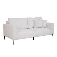Sofá Unne 3 Lugares com Molas Ensacadas Bouclé Off White 200 cm