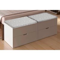 Multiuso Quarto Kit 2 Puffs Baú PU2051 Branco/381 - Tecno Mobili