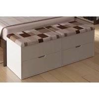 Multiuso Quarto Kit 2 Puffs Baú PU2051 Branco/1013 - Tecno Mobili