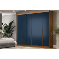 Guarda Roupa Casal 6 Portas e 4 Gavetas R582 Canela/Azul - Kappesberg