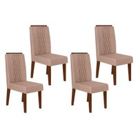 Cadeira Sala de Jantar Lia Kit 4 Un Freijó/Suede Kraft - DJ Móveis