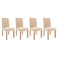 Cadeira Sala de Jantar Clarice Kit 4 Un Madeirado/Suede Nude Bege - Cimol