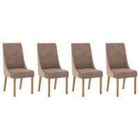 Cadeira Sala de Jantar Ivy Kit 4 Un Nature/Courano Bege/Cacao - Henn
