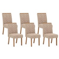 Cadeira Sala de Jantar Esther Kit 6 Un Nature/Linho Creme - Henn