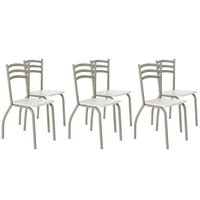 Cadeira Sala de Jantar Portugal 2C007NK Aço Kit 6 Uni Niquel/Branco 106 - Kappesberg