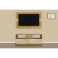 Rack Bancada c/ Painel p/ TV até 50 Pol PA2913/R1479 2 Gavetas 136x88cm Natural/Palha - Tecno Mobili