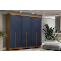 Guarda Roupa Casal 6 Portas e 3 Gavetas c/ Pés CB02R583 Canela/Azul - Kappesberg