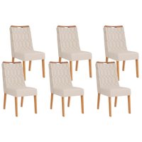 Cadeira Sala de Jantar Bia Kit 6 Un Cedro/Linho Neve - DJ Móveis