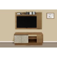 Rack Bancada c/ Painel p/ TV até 65 Pol PA2914/R1480 Ripado 2 Portas 160x102cm Natural/Palha - Tecno Mobili