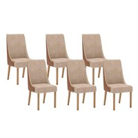 Cadeira Sala de Jantar Ivy Kit 6 Un Nature/Courano/Caramelo/Creme - Henn