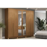 Guarda Roupa Casal 6 Portas (2 c/ Espelho) e 4 Gavetas c/ Pés CB01R582 Canela - Kappesberg