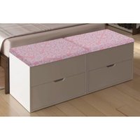 Multiuso Quarto Kit 2 Puffs Baú PU2051 Branco/408 - Tecno Mobili