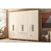 Guarda Roupa Casal 6 Portas e 4 Gavetas Com Pés Venice Amendola/Off White - Demóbile