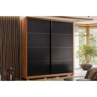 Guarda Roupa Solteiro Com 2 Portas de Correr e 3 Gavetas c/ Pés Belga Flex Nogueira/Nogueira ou Preto - Demóbile