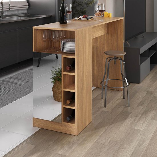 Bancada Balcão/Mesa de Cozinha com Adega 1 Porta e Espelho Multimóveis MP2248