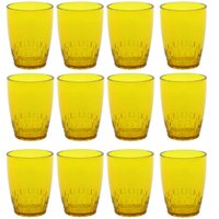 Kit 12 Copos Crippa 300ml Plástico Amarelo Água Suco Refrigerante Escolar Lanche 