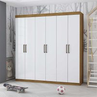 Guarda Roupa Infantil Iona 6 Portas Cinamomo/Branco