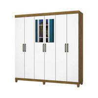 Guarda Roupa Branco R22 6 Portas 2 Gavetas Com Espelho e Pés Carioca Móveis - 626432