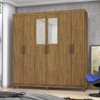 Guarda Roupa R22 6 Portas 2 Gavetas Com Espelho e Pés Carioca Móveis - 626432 Cinamomo