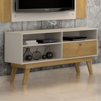 Rack para TV Até 50 Polegadas Huston 1 Porta - Valdemóveis Off White/Cinamomo