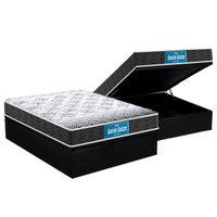 Cama Box Baú Casal: Colchão Anatômico Probel D28 Guarda Costas PróMiddle + Base CRC Suede Black (138x188)