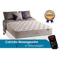 Cama Box King: Colchão Molas Ensacadas Anjos Commodite Magnético c/ Vibro Massagem+ Base CRC Courano White(193x203)