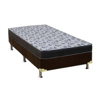 Cama Box Solteiro: Colchão Ortopédico Ortobom D33/EP Anatômico Fort Tech ISO 100 + Base CRC Suede Brown(88x188)