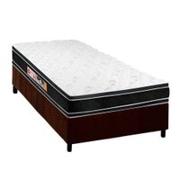 Cama Box Solteiro: Colchão Espuma Castor D33 Black e White + Base CRC Suede Brown(88x188)