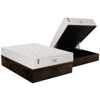 Cama Box Baú Casal: Colchão Molas Plumatex Ensacadas Miami + Base CRC Suede Brown(138x188)