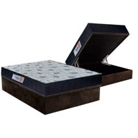 Cama Box Baú Casal: Colchão Ortopédico Orthoflex Foggia Sogni Unic Face + Base CRC Suede Brown (138x188)
