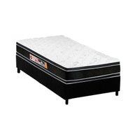 Cama Box Solteiro: Colchão Espuma Castor D33 Black e White Double Face + Base CRC Suede Black(88x188)
