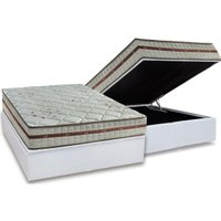 Cama Box Baú Casal: Colchão Molas Anjos Ensacadas Classic + Base CRC Courano White(138x188)