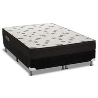 Cama Box Queen: Colchão Espuma Ortobom D45 Light Saúde Ortopilow + Base CRC Suede Black(158x198)