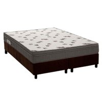 Cama Box Queen: Colchão Espuma Ortobom D45 Light Ortopilow + Base CRC Suede Brown(158x198)