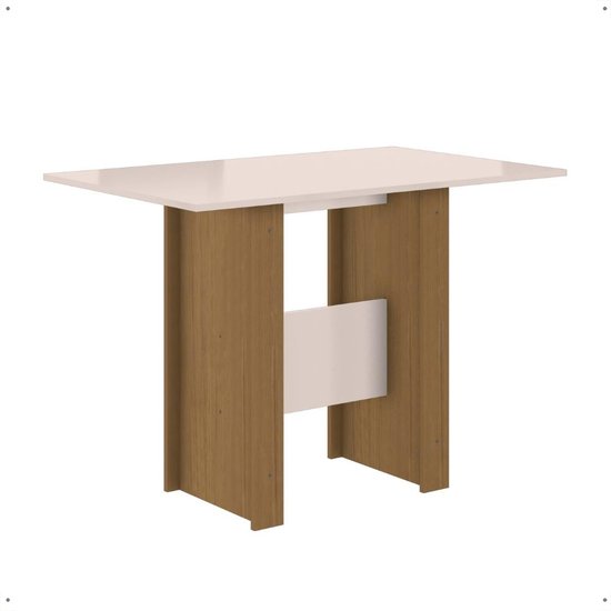 Mesa Milano 4 Lugares Retangular Ambiente Sala Jantar Cozinha Decoração Elegante Retrô - Carvalho/Off white