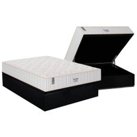 Cama Box Baú Casal: Colchão Molas Plumatex Ensacadas Miami + Base CRC Suede Black(138x188)