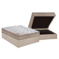 Cama Box Baú Casal: Colchão Molas Castor Bonnel Revolution + Base CRC Suede Clean(138x188)