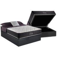 Cama Box Baú Casal: Colchão Molas Anjos Ensacadas Fort Flex + Base CRC Suede Cinza(138x188)