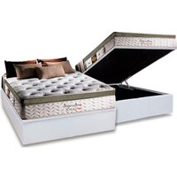 Cama Box Baú Casal: Colchão Molas Herval Ensacadas Imperatore Eco Bamboo + Base CRC Courano White(138x188)