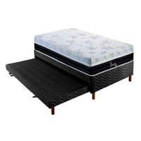 Cama Box c/ Auxiliar Solteiro: Colchão Polar Ensacadas Diamond 28 + Base CRC Rústico Black (88x188)