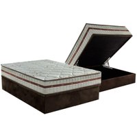 Cama Box Baú Casal: Colchão Molas Anjos Ensacadas Classic + Base CRC Suede Brown(138x188)