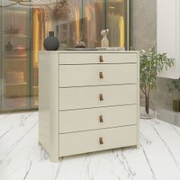 Cômoda Innova 5 Gavetas 100% Mdf com Vidro Off White - Gelius