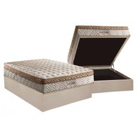 Cama Box Baú Casal: Colchão Molas Paropas Ensacadas Eco Linho + Base CRC Suede Clean(138x188)