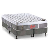 Cama Box King: Colchão Molas Ensacadas Castor Light Stress Oxygen New Plush + Base SL Gold Star Suede Gray(193x203)