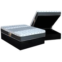Cama Box Baú Casal: Colchão Molas Castor Bonnel System Class One Face + Base CRC Suede Black(138x188)