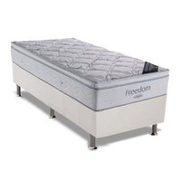 Cama Box Solteiro: Colchão Molas Ensacadas Ortobom Freedom + Base CRC Courano White(88x188)