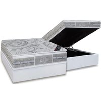 Cama Box Baú Casal: Colchão Molas Ensacadas Castor Super Luxo Látex SLX + Base CRC Suede Gray(138x188)
