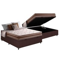 Cama Box Baú Casal: Colchão Molas Anjos Ensacadas Duo Sono + Base CRC Courano Brown(138x188)